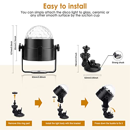 Gobikey Disco Lights, 360°Rotation Sound Activated 【Portable 】Disco Ball Lights with 4M/13ft USB Power Cable, 3W RGB Party Lights with Remote Control for Kids Birthday/Family Gathering/Party/Home Gobikey Disco Lights, 360°Rotation Sound Activated 【Portable 】Disco Ball Lights with 4M/13ft USB Power Cable, 3W RGB Party Lights with Remote Control for Kids Birthday/Family Gathering/Party/Home