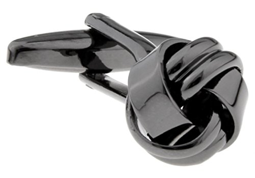 Mancuernillas negras MRCUFF con 2 bandas en caja regalo miniatura 1
