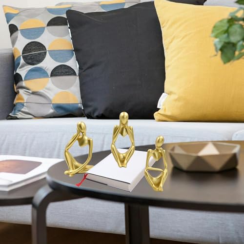 Estatuas decorativas modernas de resina dorada x3 miniatura 7