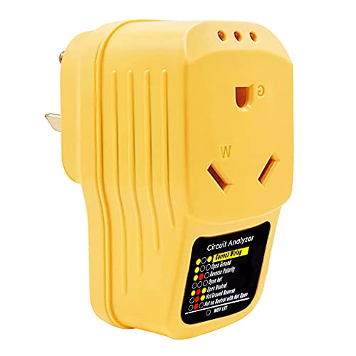 KOLODOGO RV Surge Protector 30 Amp,Adapter Circuit Analyzer with LED Indicator Light,30 Amp Male to 30 Amp Female RV Plug Protector for RV Trailer Camper