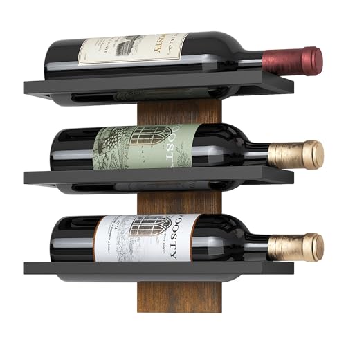 FAVOOSTY Étagère à vin Murale, Porte-Bouteilles, étagère à Bouteilles avec 3 Niveaux, en...
