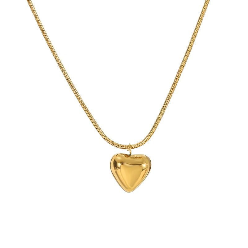 VIEN Hollow Love Heart Pendant Necklace Snake Chain Necklace Tarnish Free