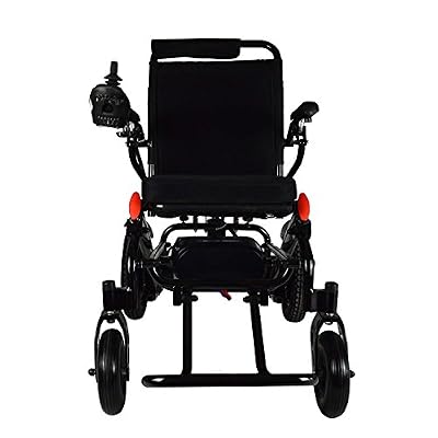 Fold and Travel Lightweight Electric Wheelchair, Mobility Scooter Wheel Chair, Aviation Travel Safe Power Wheelchair Foldable Silla de Ruedas Electrica para Adultos (Black, 17 Seat Width)