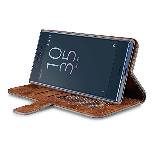 Capa Dfly-US Xperia XZ/XZs, capa carteira flip de couro PU premium com design Breathe Freely para So