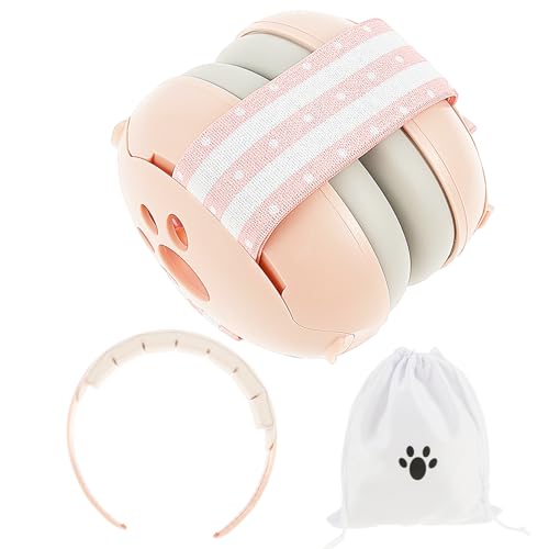 Paraorecchie per bambini, 2 in 1, per neonati, con fascia regolabile e imbottita, paraorecchie per bambini fino a 48 mesi, adatto per dormire, viaggiare in ambienti rumorosi, Colore: rosa., m