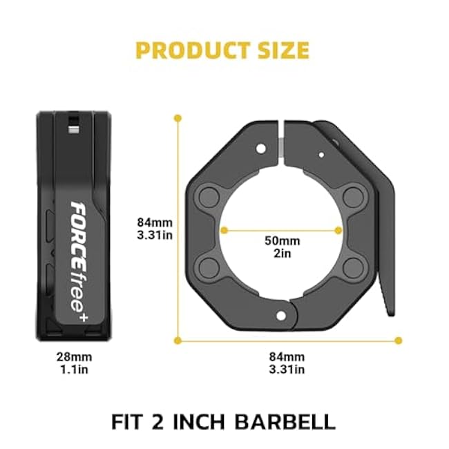 Quick Release Olympic Barbell Collars 2 (Pair) - Non-Slip Weightlifting Barbell Clips for Secure Powerlifting, Home & Gym - High-Strength Metal Bar Clamps