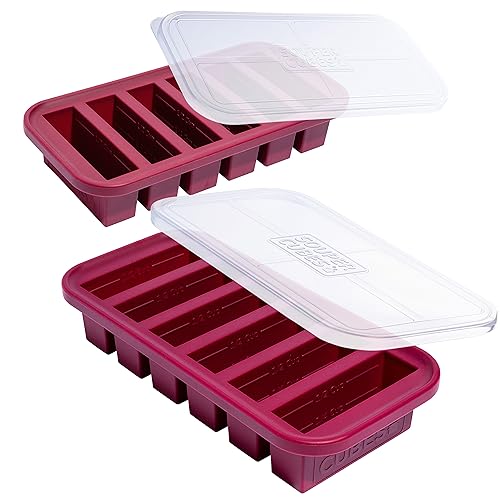 Image of Souper Cubes 1 /2 Cup Silicone Freezer Molds with Lids, Cranberry, 2-Pack | 100% Platinum-Cured Silicone Freezer Cubes, Oven & Microwave Safe, Perfect for Freezing Broth, Sauces, Sides and More