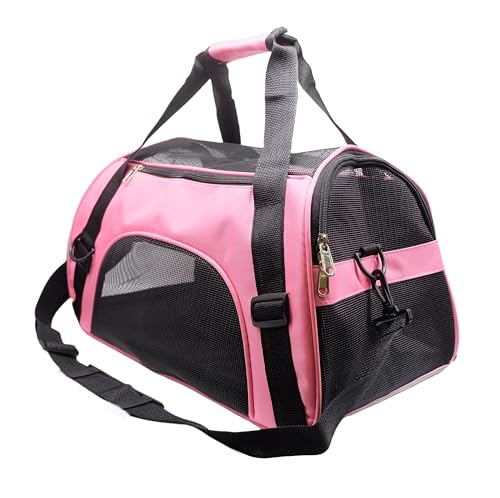ZaneSun Cat Carrier,Soft-Sided Pet Travel Carrier for Cats,Dogs Puppy Comfort Portable Foldable Pet Bag Airline Approved (Medium-LightPink)