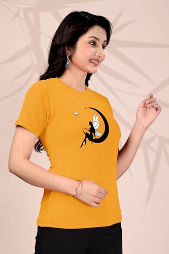 Image of Women Round Neck Printed Cotton Blend Regular Fit T-Shirt