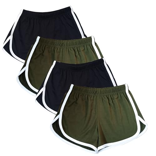 WEBGGER 4 Pack Women's Cotton Yoga Dance Short Pants Sport Shorts