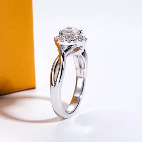 Moissanite Engagement Ring D Color VVS1 Clarity 925 Sterling Silver Curved Love Heart Wedding Promise Anniversary Rings for Women with Certificate 6