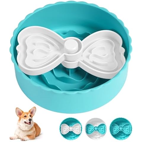 Sted Slow Feeder Dog Bowl, Puzzle Dog Food Bowls, Slow Down Eating for Small Medium Dogs, Dog Dishes for Fast Eater,Dog Maze Slow Dog Bowl, Blue White Cover