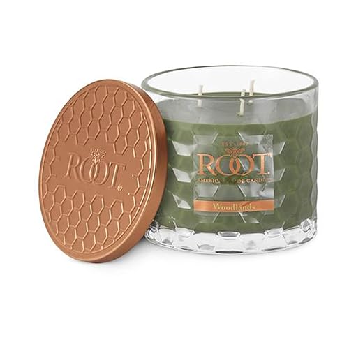 Root Candles Fall Scented Candles Honeycomb Glass Premium 3-Wick Handcrafted Beeswax Blend Candle, 12-Ounce, Woodlands