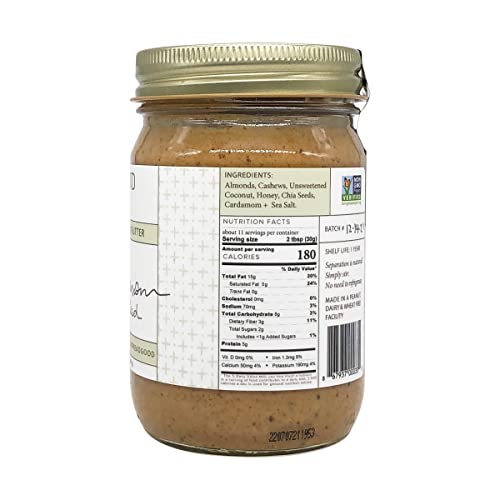 Ground Up Pdx Nut Butter Almond Cashew Coconut Cardamom Chia Sd, 12 Oz #TOP5