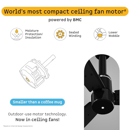 Image of atomberg Razon 1200mm BLDC Ceiling Fan with Remote | World's Smallest Motor Powered by BMC | Advance Air+ Technology | BEE 5 star Rated | Low Noise | Sleek Design | 3 Year Warranty (MIDNIGHT BLACK)