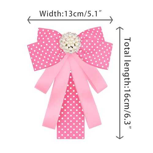 Image of Ribbon Polka Dots Bow Ties Cute Bowties for Women, Clip Fashion Collar Decoration