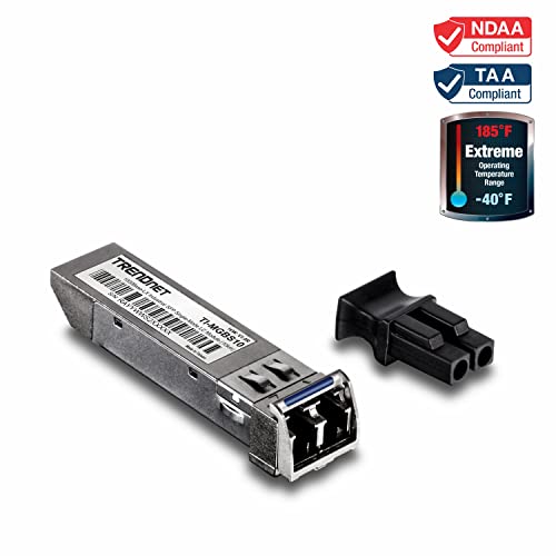 Image of TRENDnet SFP to RJ45 Industrial Single-Mode LC Module (10km), TI-MGBS10, 1000Base-LX Industrial SFP, Compliant with IEEE 802.3z Gigabit Ethernet, Data Rates of up to 1.25Gbps, Lifetime Protection