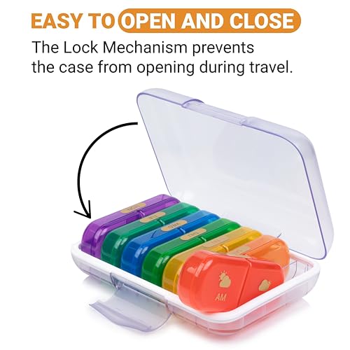 Image of Premium Weekly pill organizer 2 times a day, Medicine organizer box| Medicine box for Home, portable travel pill box weekly with large compartments moisture-proof pill case for vitamin, Medicine, pills, supplements