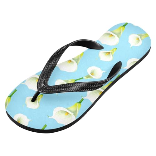 Flowers White Blue Flip Flops for Beach Thong Sandals Anti-slip Lightweight Beach Slippers for Travel Summer Outdoor2