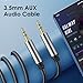 SAISN 3.5mm Audio Aux Cable, 2 Pack 3ft Nylon Braided Hi-Fi Stereo Audio TRS Cable Short Aux Cord for Car Home Stereos, Headphones, Speakers, Laptops, Black
