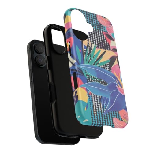 Coque rigide mate iPhone 16 bleu fleurie protégeant contre les rayures