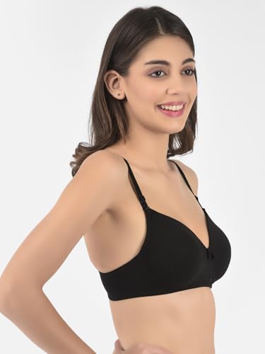 Image of Softline Women's Cotton-Rich Wire-Free Padded Bra | Full Coverage, Seamless & Breathable for Everyday Comfort | Soft Fabric with Supportive Fit for All-Day Wear