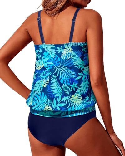 Image of Yonique Blouson Two Piece Tankini Swimsuits for Women Modest