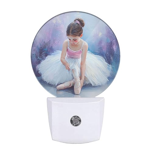 Image of Nightlight Oil Painting Little Girl Ballerina LED Dusk to Dawn Plug-in Nightlight Auto Sensor for Bedroom Bathroom Hallway Living Room