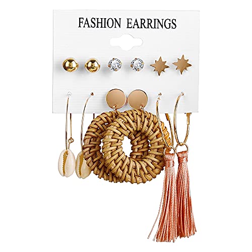 Image of Shining Diva Fashion Stylish Combo Design 6 Pairs Metal Earrings for Women and Girls (F12787er)