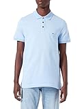 Tommy Hilfiger Herren Poloshirt Kurzarm Pretwist Mouline Slim Fit, Blau (Vessel Blue/White Moulin), L