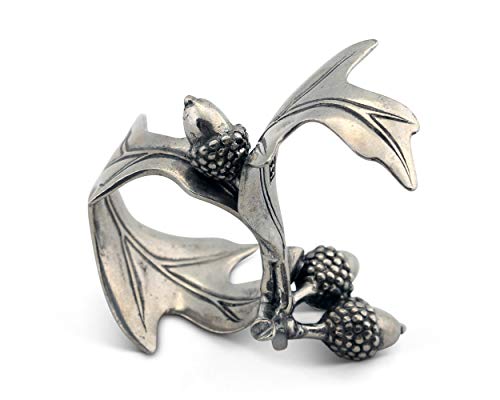 Vagabond House Pewter Metal Acorn & Oak Leaf Napkin Ring (Sold as Single Ring) Artisan Crafted Designer Ring 4 inch x 2 inch