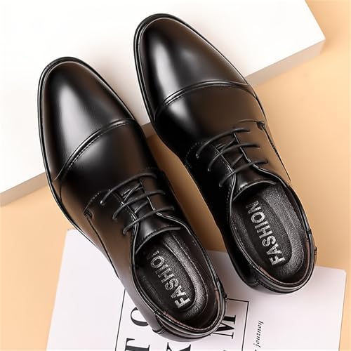 Image of Men's Vintage Cap Toe Dress Shoes Classic Formal Oxford Soft Leather Shoes Business Derby for Men