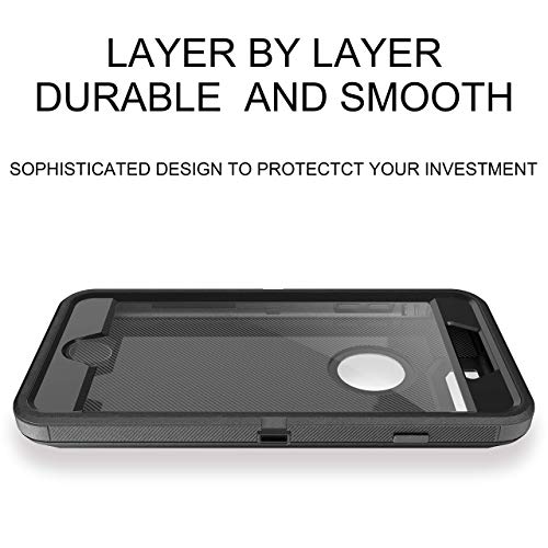 Mxx Iphone 8+ Heavy Duty Case [3 Layers] With Screen Protector - Rubber Shockproof Protection For 7+/8 Plus (Black) #TOP1