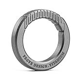 [FEGVE] チタン キーホルダー 丸型 カラビナ 小型 おしゃれ キーチェーン つや消しの表面 紛失防止 取付簡単 ギフト (グレー/M-外径31mm)