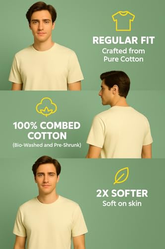 Image of NOBERO Men's Cotton Regular Fit Letter Print T-Shirt
