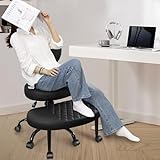 AtHope Ergonomic Cross Legged Office Chair with Wheels - Adjustable Height for Meditation, ADHD Desk & Yoga - Wide Criss Cross Design with Lumbar Support, Kneeling Chair - Black - Image 5