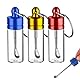 AABDTYYD 3er Schnupftabak Aufbewahrung, Set Mini Glasbehälter 6cm Höhe mit Schlüsselanhänger (Rot, Gold, Blau) für Küchenzubehör und Gewürzaufbewahrung, Schnapsgläser