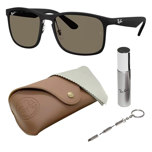 Ray-Ban RB4264CH CHROMANCE POLARIZED Square Shaped Sunglasses for Men & Women – Includes Official Rayban Eyewear Kit – Ideal Formal & Casual Wear Sunglasses – Grey Chromance Lens