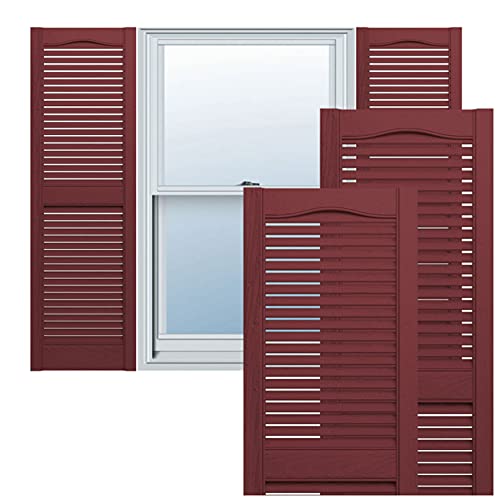 Plastic Development Group Lswht1463 14 X 63 Inch Decorative Exterior Vinyl Plastic Faux Louvered Window Shutters With Installation Kit And Instructions, Bordeaux #TOP3