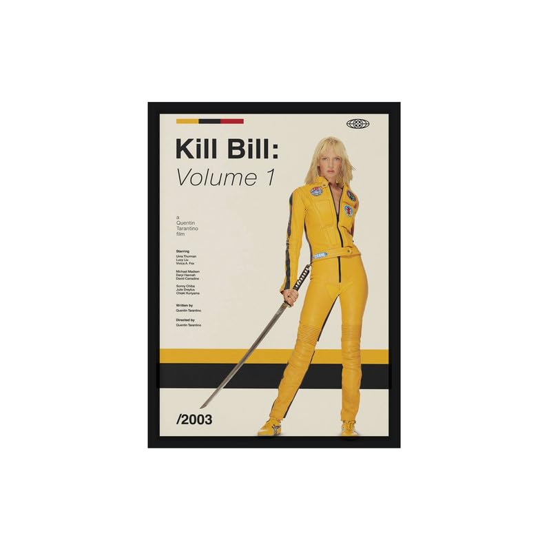 Image of BLINKART Kill Bill Volume 1 Vintage Movie Poster Frame 8x12 Inch | Premium 300 GSM Paper Wall Print | Mid Century Vintage Film Artwork for Home, Bedroom, Living Room, Office | Framed Photo Decor