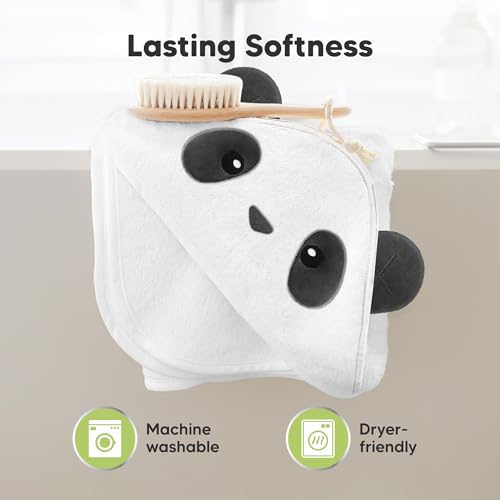 Image of KeaBabies Hooded Baby Towel for Newborn, Baby Bath Towels (Panda, Regular) | Viscose Derived from Bamboo, Large Baby Towels with Hood, Boys, Girls, Toddler, Soft Absorbent Baby Bath Essentials