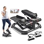 Sunny Health & Fitness 2-in-1 Premium Power Stepper with 400lbs Weight Capacity and Resistance Bands, Low-Impact Cardio, Space-Saving, Height-Adjustable, with Bluetooth and Free SunnyFit App