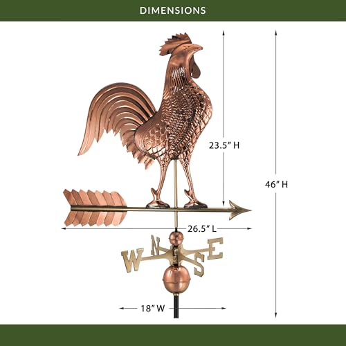 Large Rooster Weathervane - Pure Copper by Good Directions - Thumbnail 3