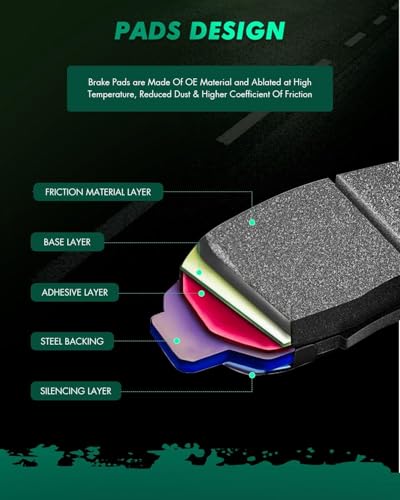 Image of SCITOO D1736 D1393 Ceramic Brake Pads Sets Front & Rear w /Hardware Replacement For INFINITI For Q50 14-22,For INFINITI For Q60 17-22,For INFINITI For QX50 16-17,For Nissan For Rogue 14-17 19