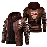 XINGHA Chaqueta Moto DU.CA.Ti, Chaqueta de Moto Touring, Imitación Motocicleta para, Extraíble(Brown,3XL)