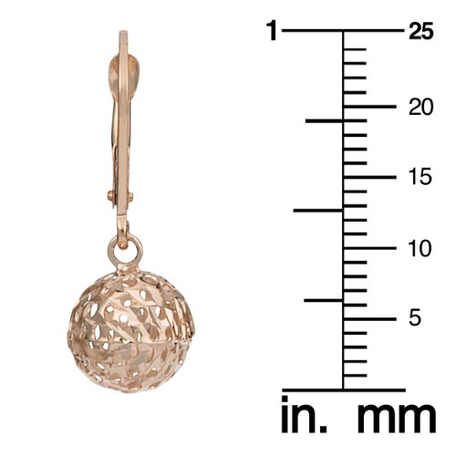 10K Rose Gold Diamond-Cut Pierced Ball Leverback Earrings #TOP2