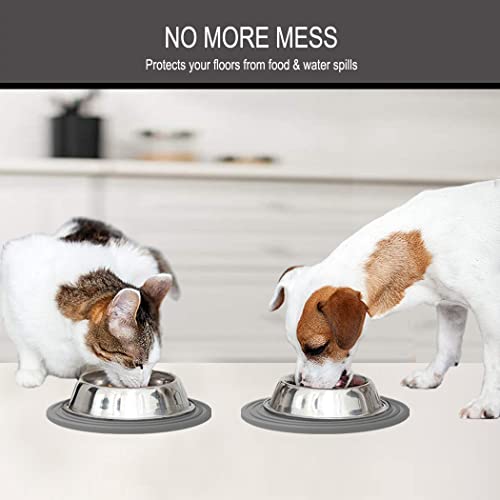 Metopets 2 Pack Silicone Pet Feeding Mat For Dog And Cat, Non-Slip Placemat Tray To Prevent Food And Water Bowl Messes On Floor, Easy Clean Dish Mat For Medium And Small Pet (9.5"X9.5", Grey) #TOP1