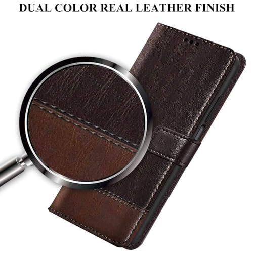 Image of Flip Back Cover Case for Motorola g45 5G /G34 5G | Dual-Color Leather Finish | Inbuilt Stand & Pockets | Wallet Style Flip Cover for Motorola g45 5G /G34 5G (Coffee & Brown)