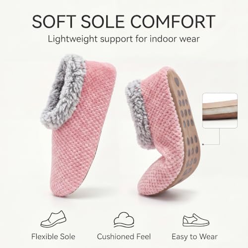 Image of The Metluks Womens Slippers Indoor Soft Sole Slipper Socks | Fuzzy sherpa lining, warm winter comfort, non slip grippers, flexible feel, washable, cozy home wear