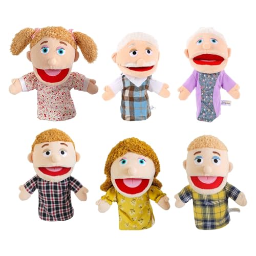 Marionette Per Famiglie In Peluche - Set Di Marionette Morbide Da 6 Pezzi, Personaggi Multietnici Per Bambini | Giochi Di Ruolo Narrativi, Giochi Di Finzione Educativi, Giocattoli Per Lo Sviluppo